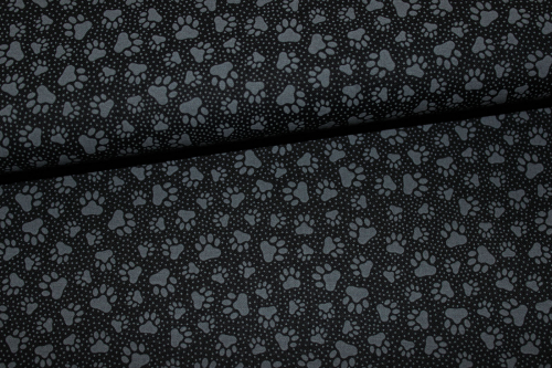 Designerbaumwollstoff Black Paw Prints (10 cm)